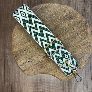 Wide Green Chevron Purse Strap Crossbody Purse Strap Guitar Strap NEW FAST SHIP